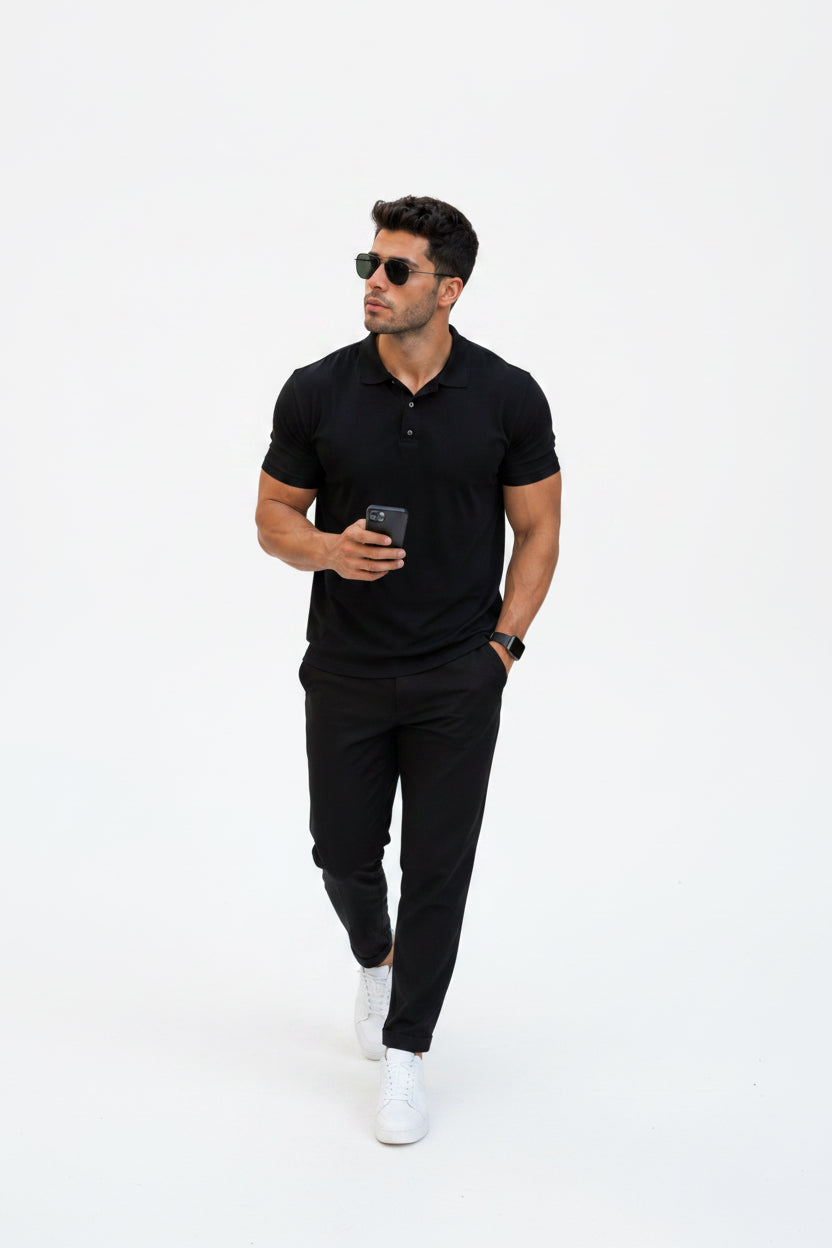 Slim Polo Shirt - Black