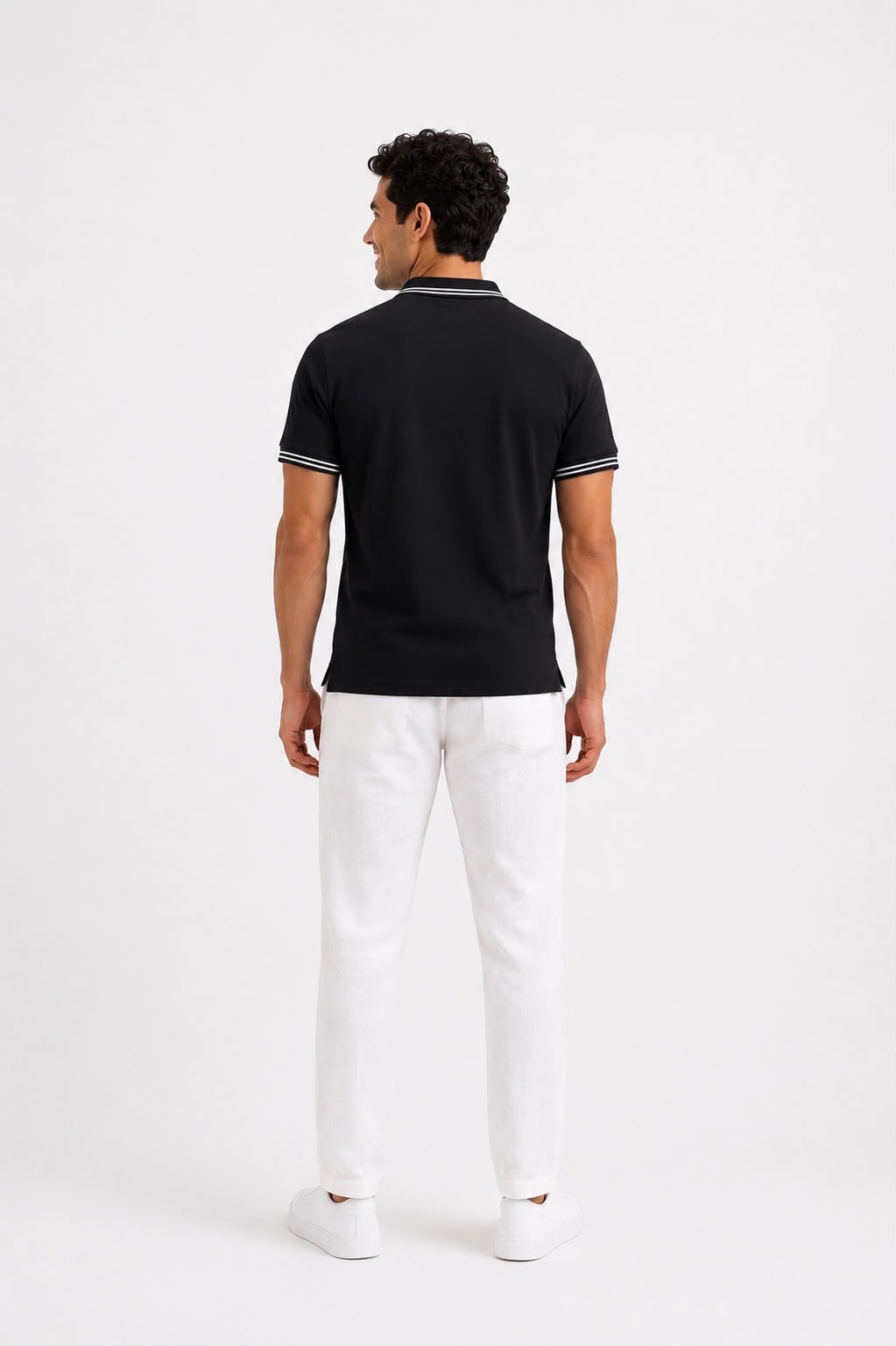 Half-Zip Slim Polo - Black