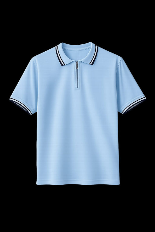 Half-Zip Slim Polo - Light Grey