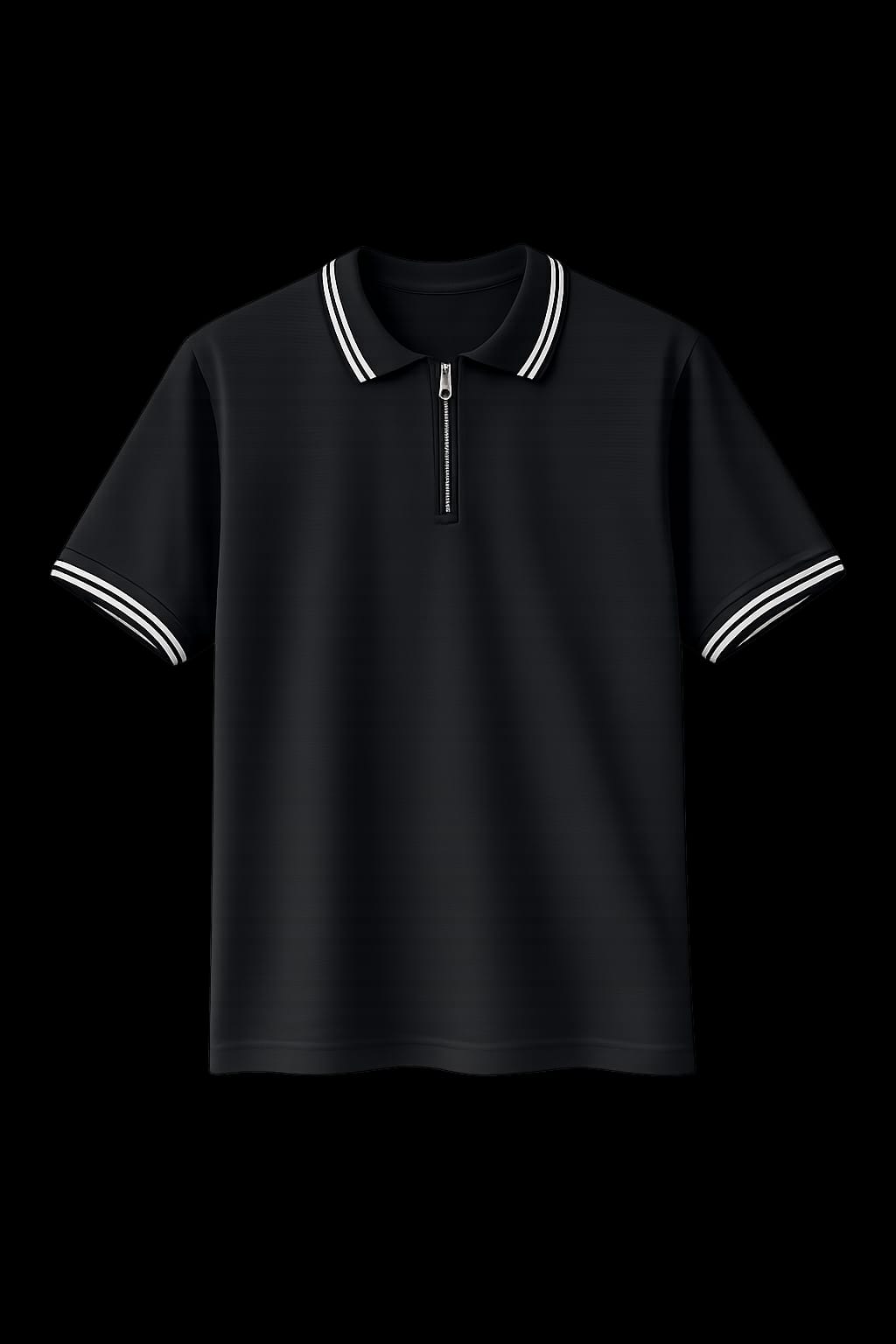 Half-Zip Slim Polo - Black