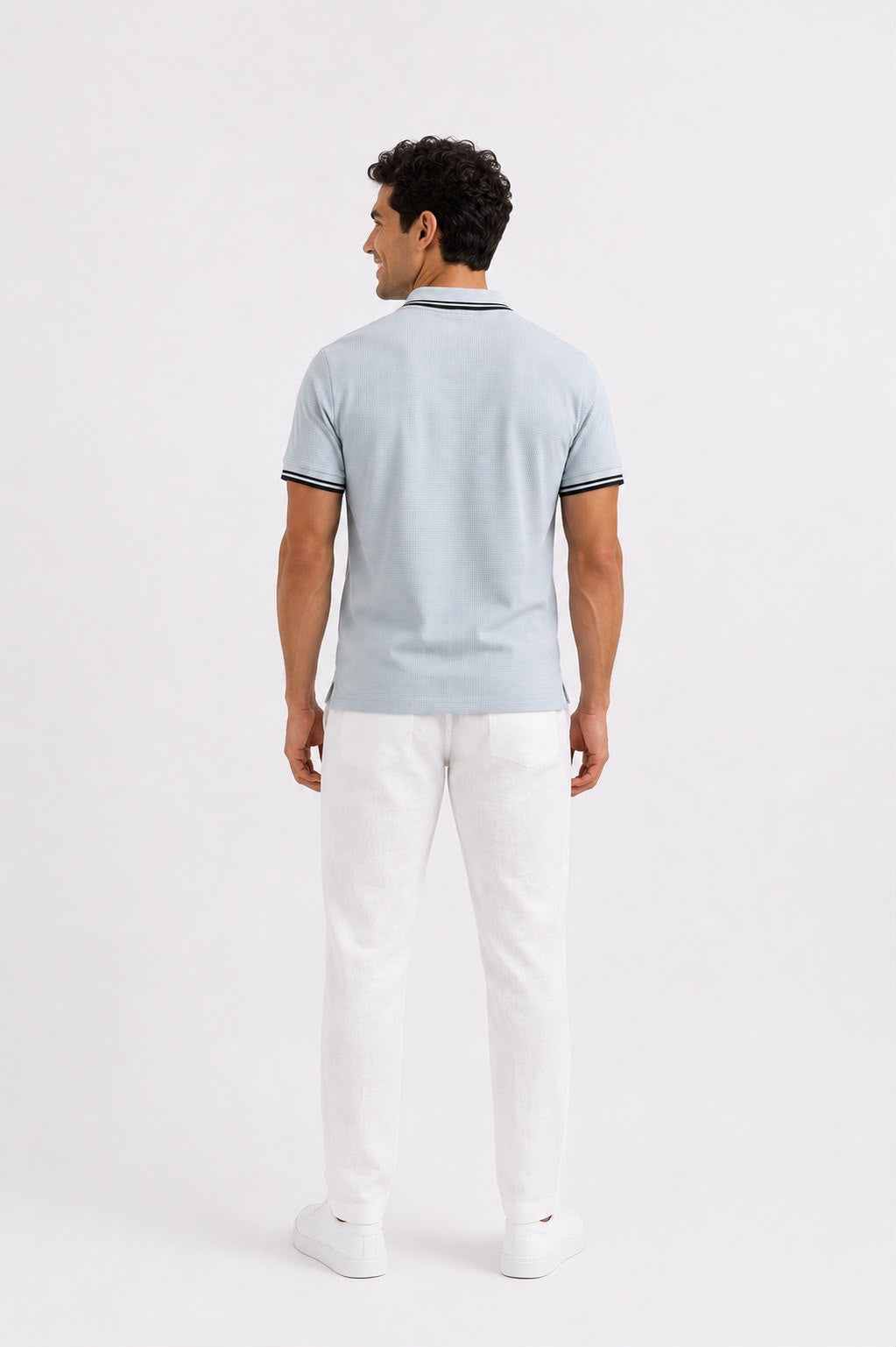 Half-Zip Slim Polo - Light Grey