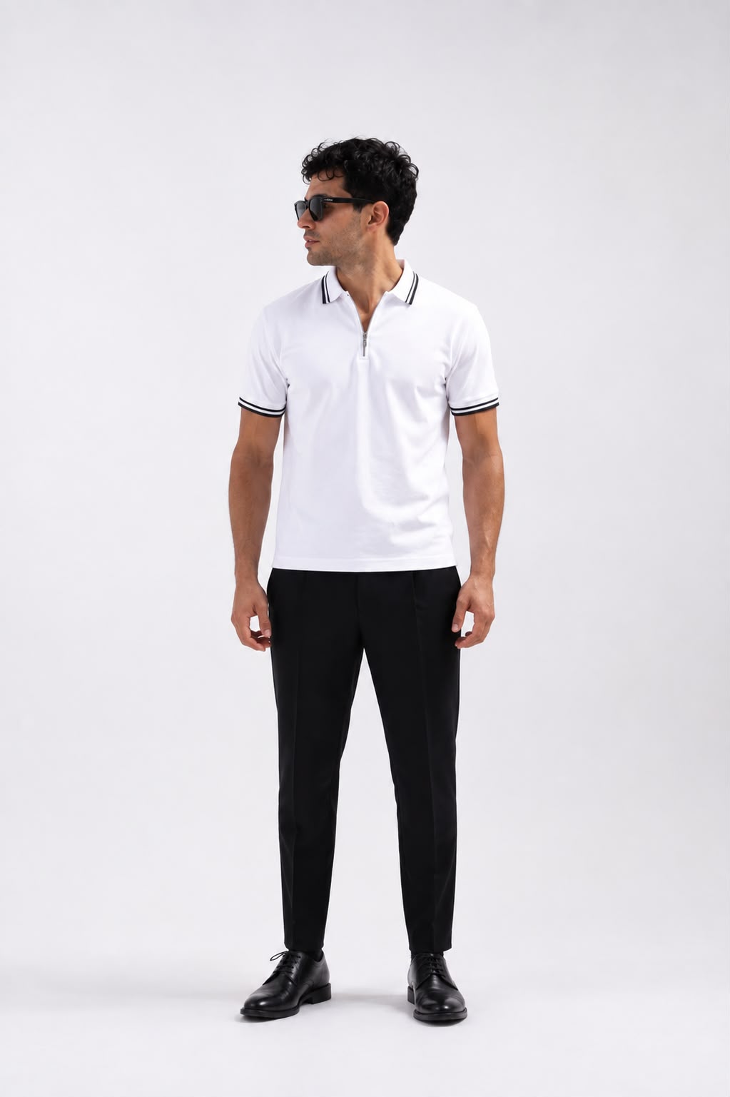 Half-Zip Slim Polo - White