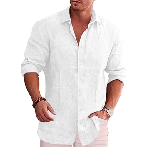 Camicia di lino uomo Tinta Unita